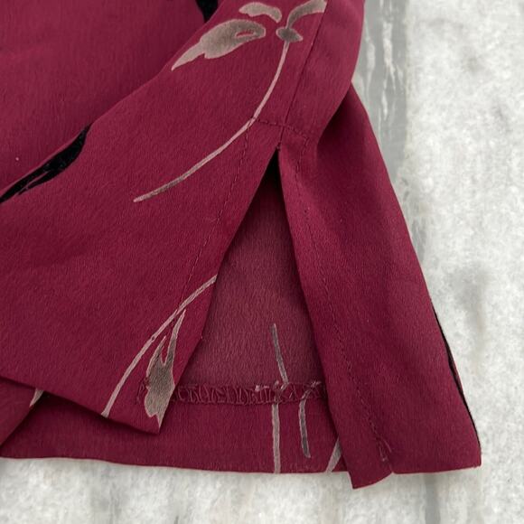 Vtg MW Modern Woman Size 18 20W Wine Red Print Flocked 2 Pc Maxi Skirt Blouse - Picture 7 of 15